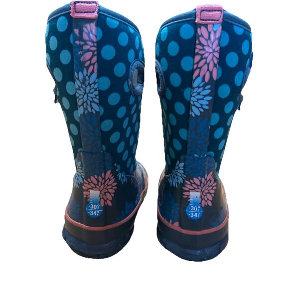 Bogs Little Girl 9 Boot Rubber Blue Casey Lace Up Waterproof Winter Snow Toddler - Picture 5 of 8
